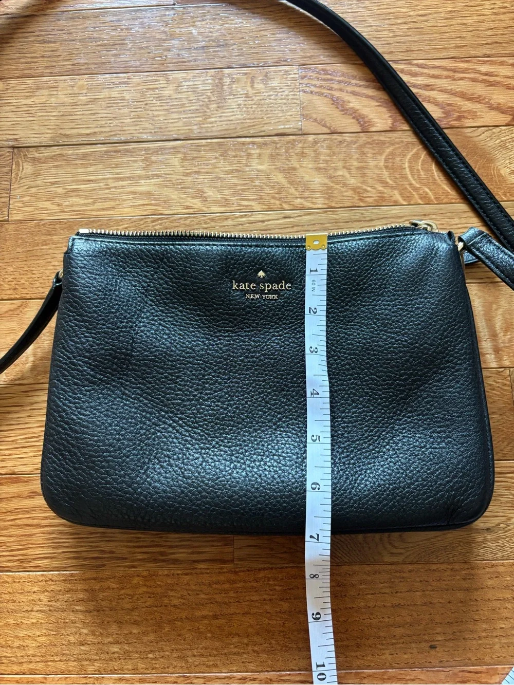 kate spade Black Leather Crossbody Pouch with Gold Hardware